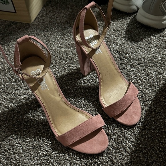 Brash Pink Suede Block Heels Size 6.5 - Picture 3 of 10